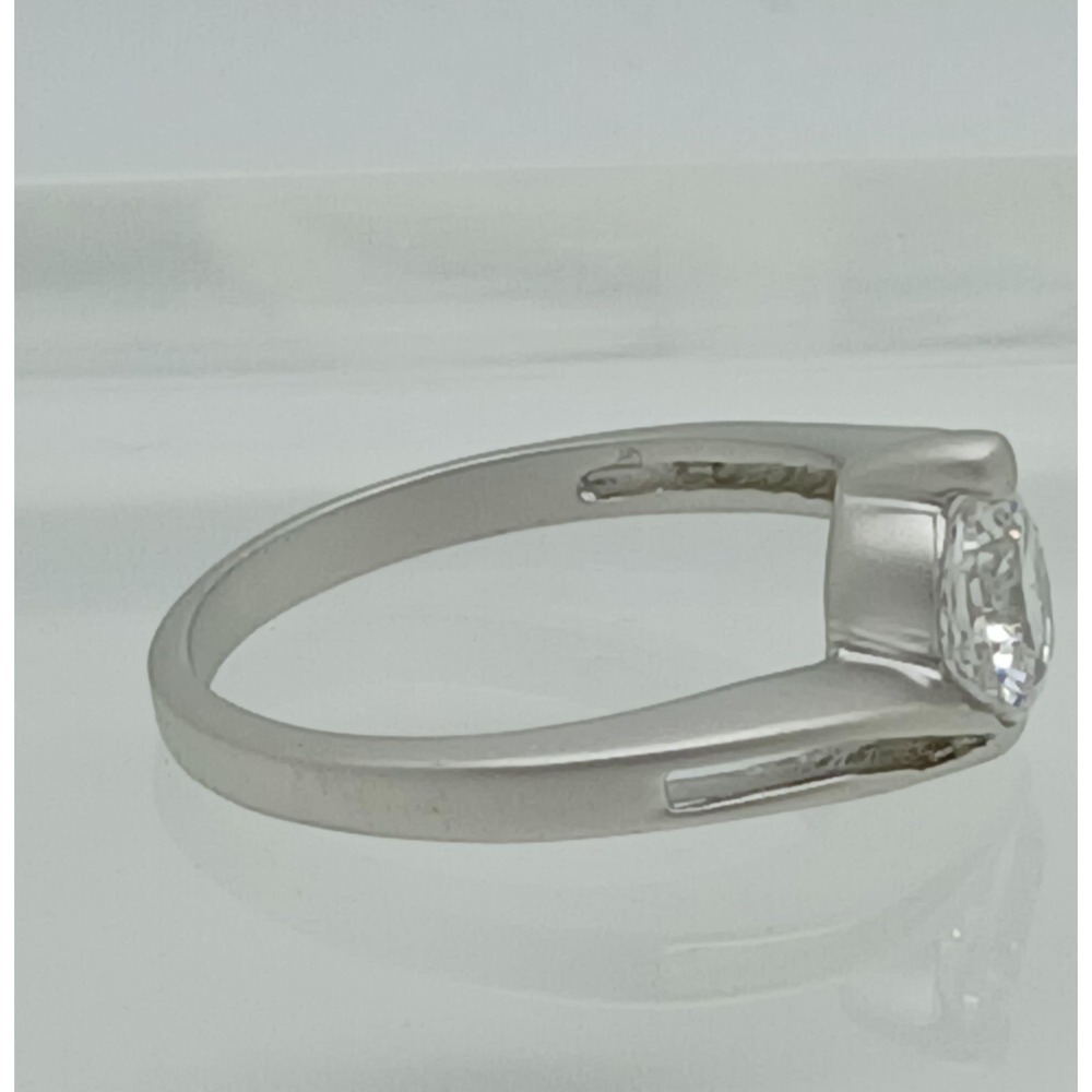 Vintage 1990's White Gold EP Split Band Satin Finish Solitaire Ring Size 10 - Picture 6 of 8